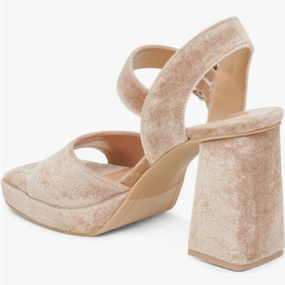 Dolce Vita Velvet Platform Sandals in Tan - Picture 2 of 9